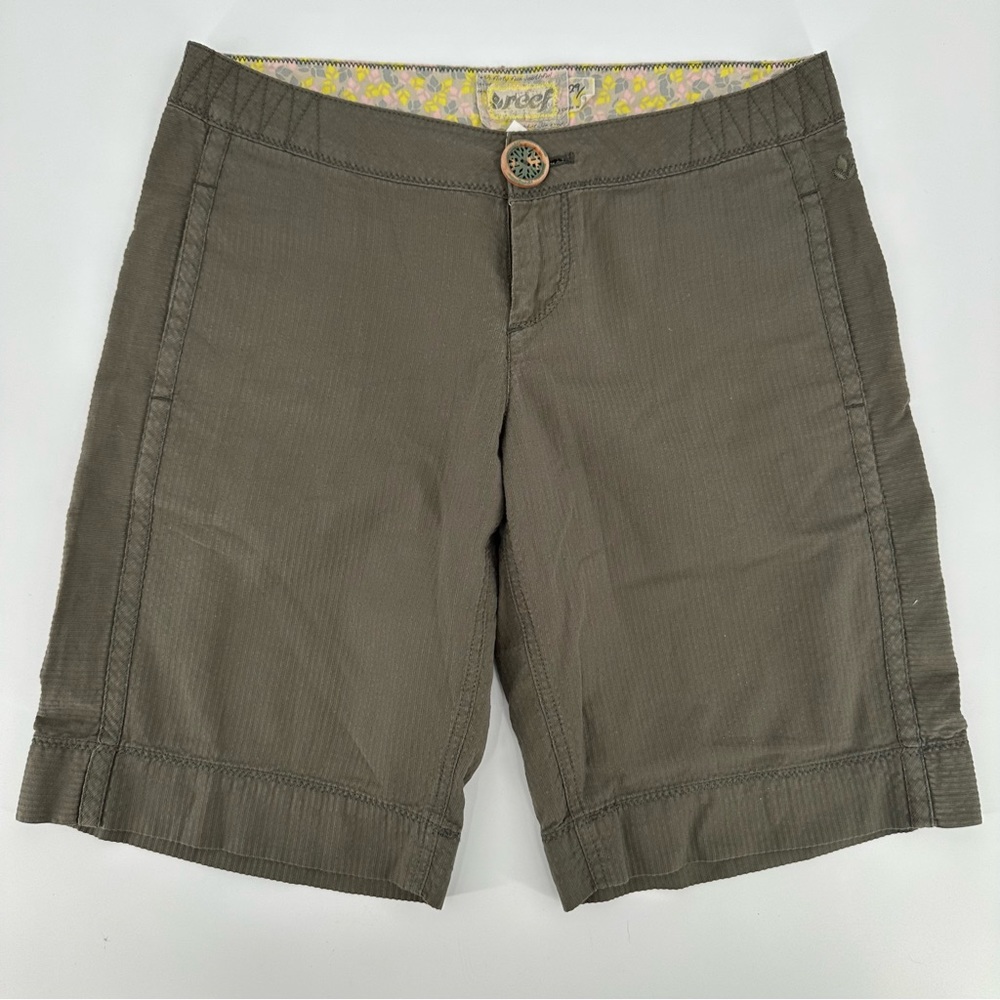 Reef Bermuda 100% Cotton Shorts Olive Green Size 29